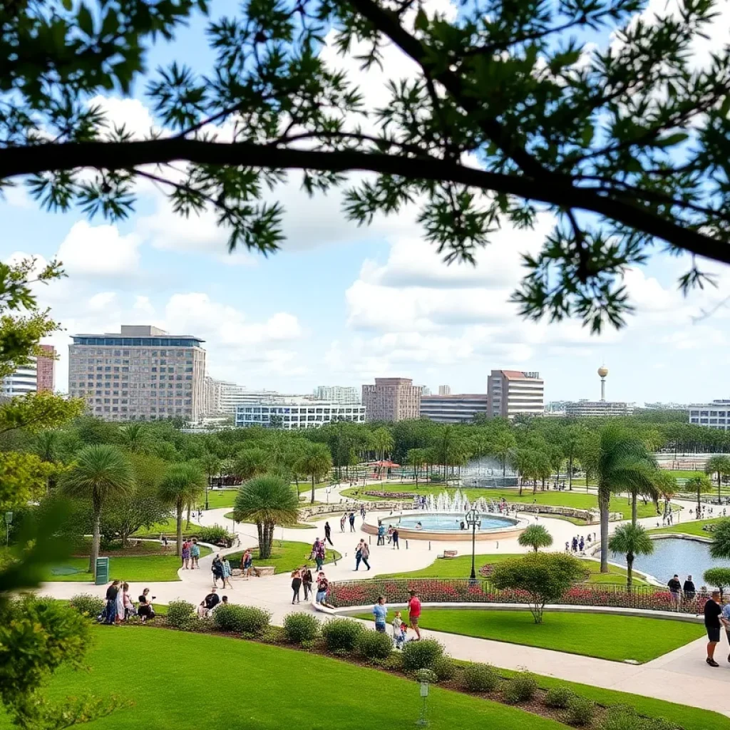People enjoying outdoor activities in a park setting in Orlando.