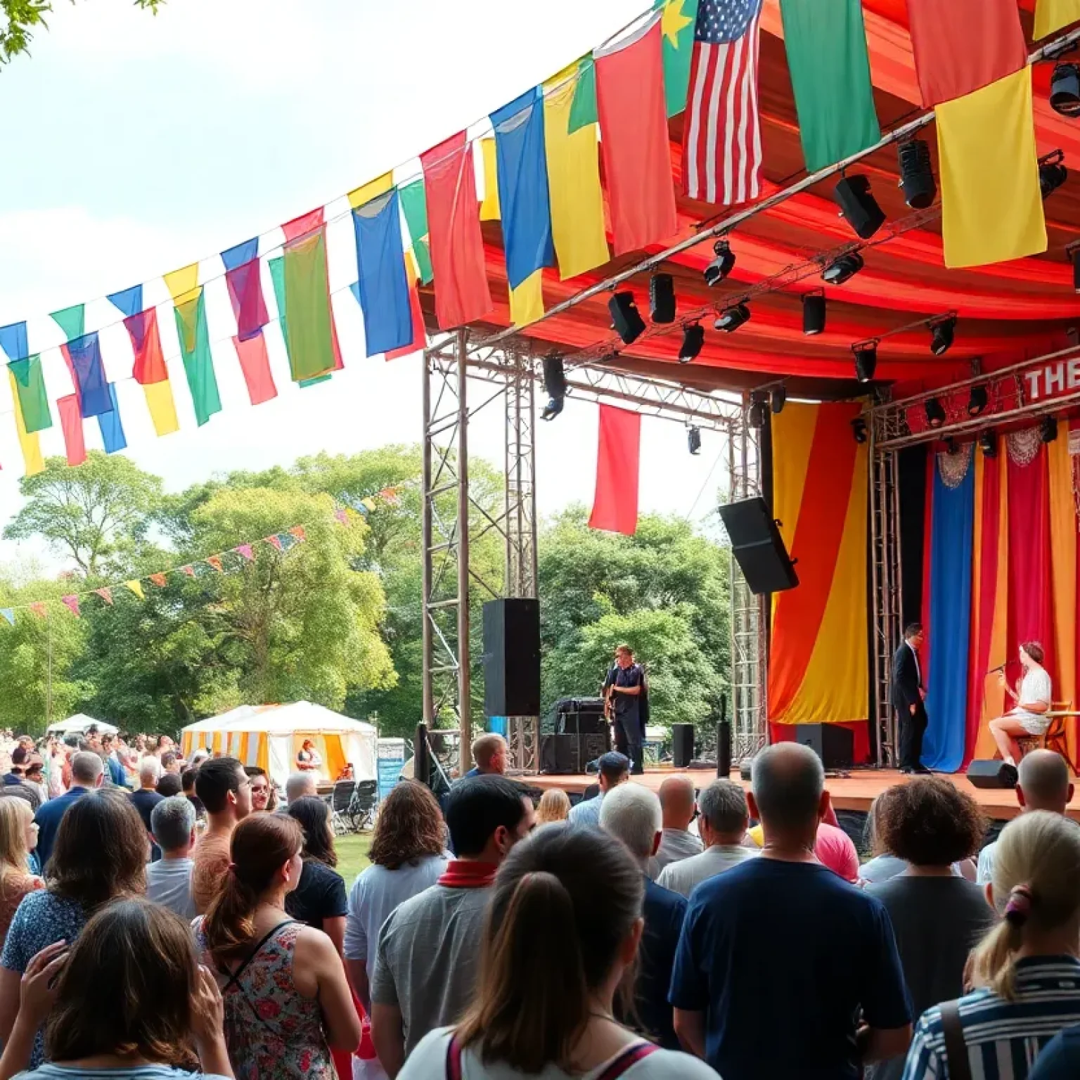 Crowd enjoying performing arts at the Orlando Fringe Theatre Festival.
