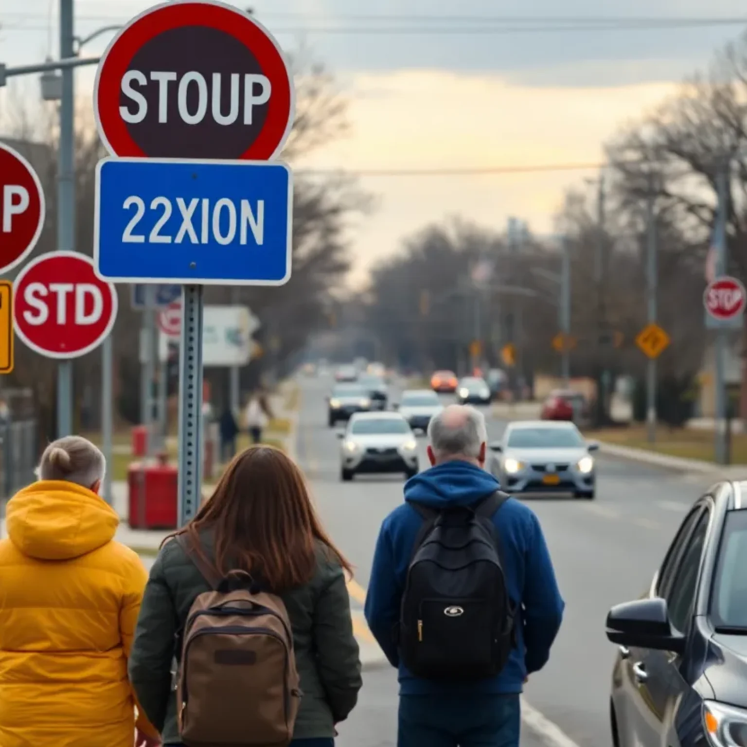 Traffic safety measures near a high school