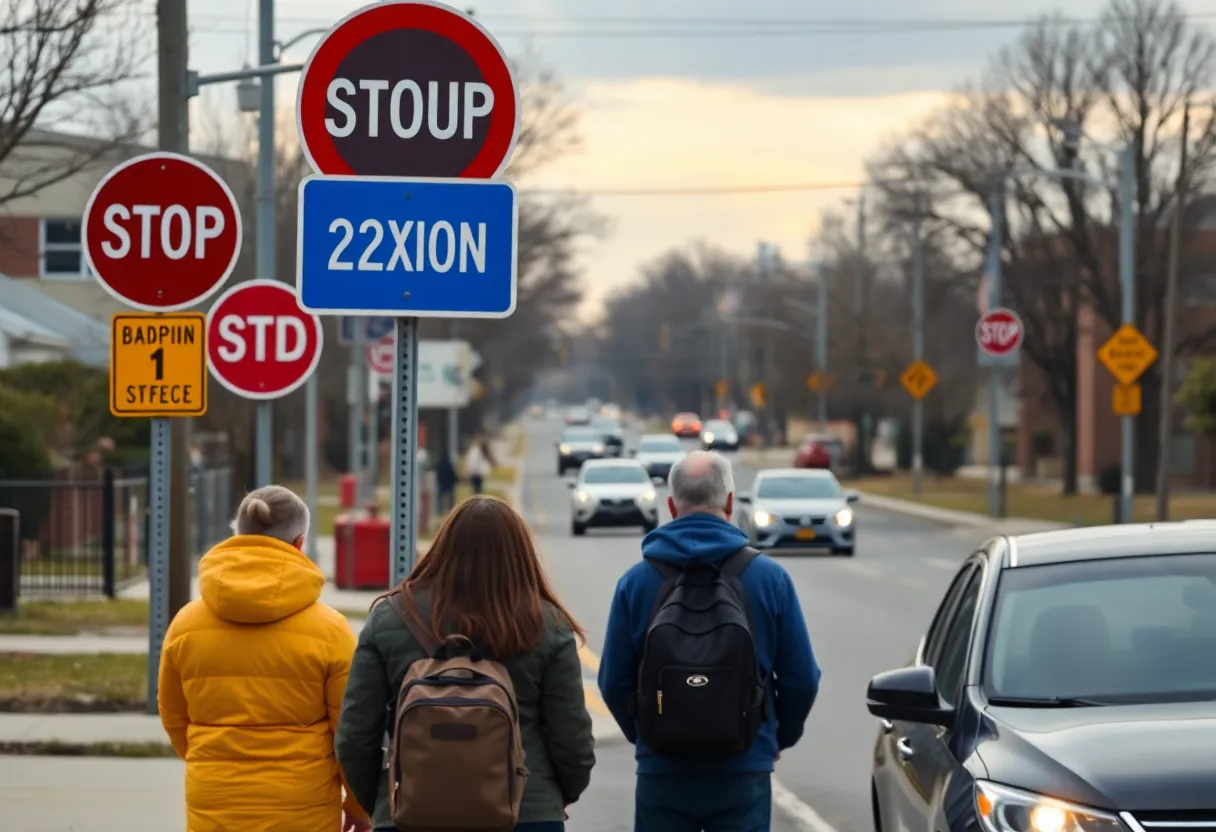 Traffic safety measures near a high school