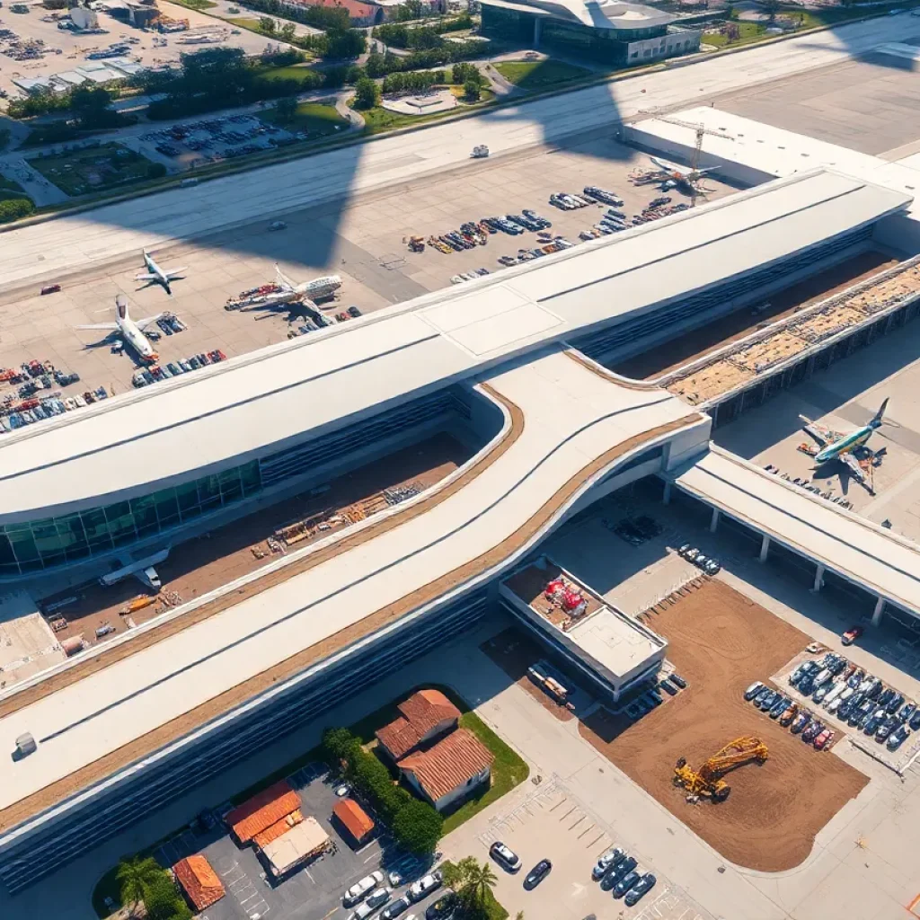 Aerial view of Orlando International Airport with renovation plans in progress