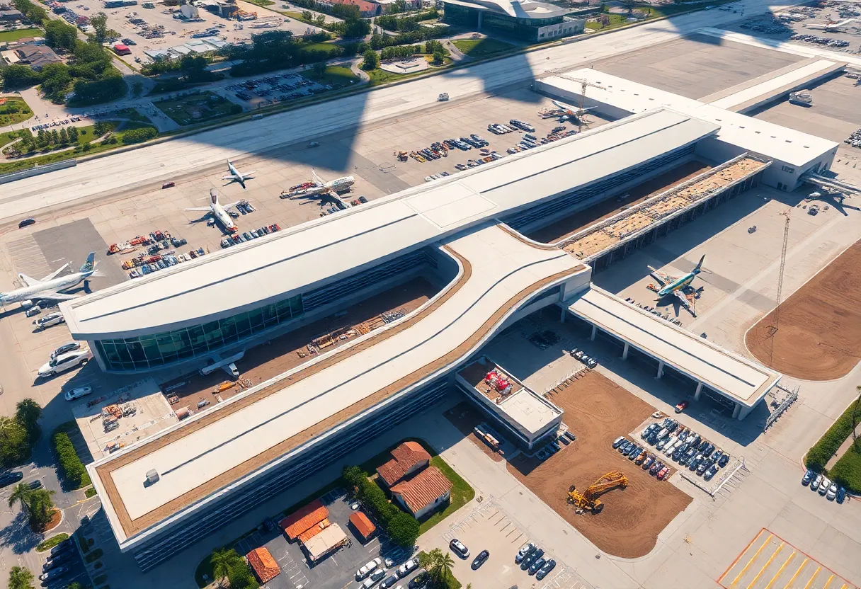 Aerial view of Orlando International Airport with renovation plans in progress