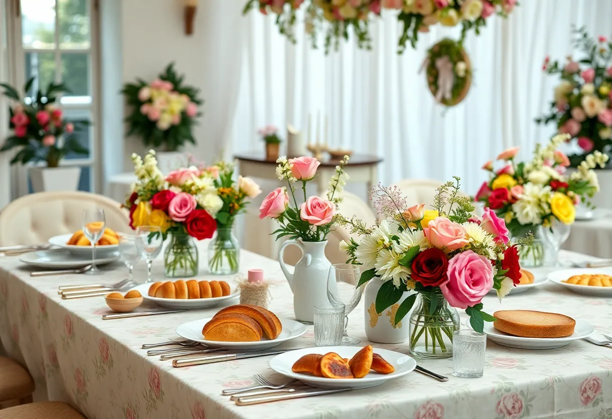 A beautifully arranged Mother's Day brunch table in Orlando