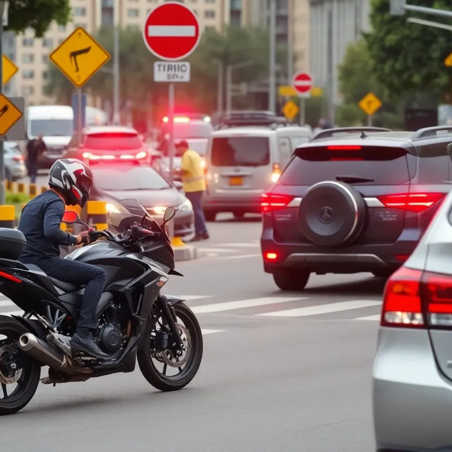 Scene of a motorcycle crash at a busy intersection in Orlando