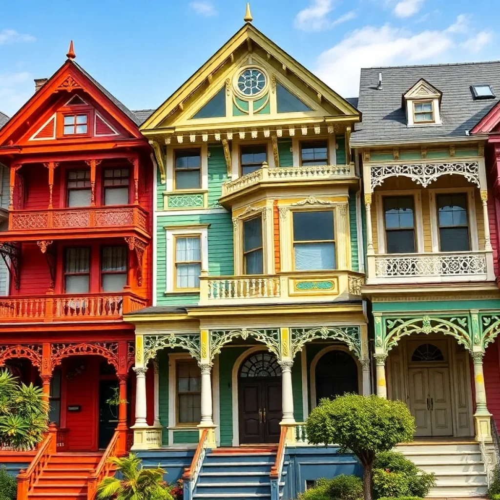 Colorful painted ladies in Orlando showcasing architectural heritage