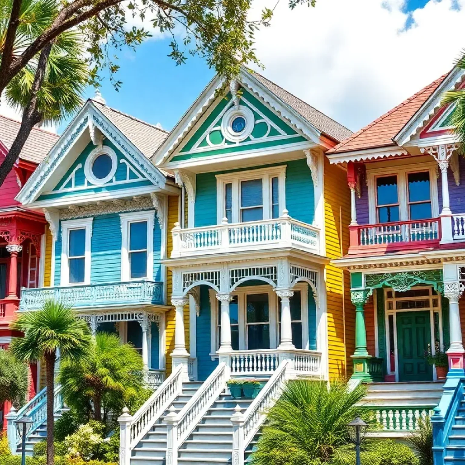 Colorful historic homes in Orlando's Painted Ladies neighborhood