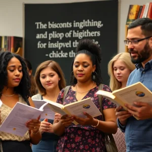 Community engaging in a poetry event