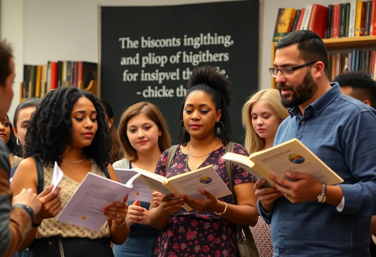 Community engaging in a poetry event