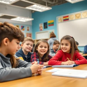 Students engaging in a classroom at a private high school in Orlando