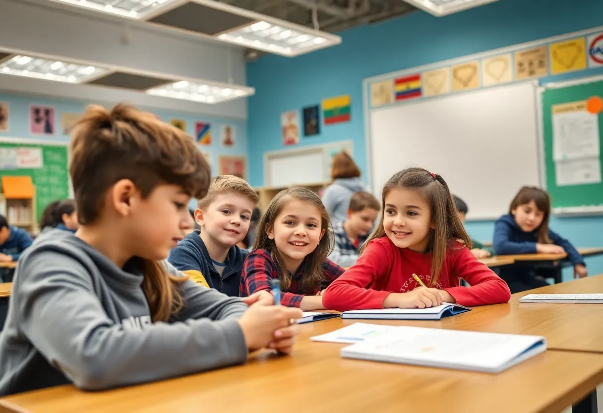 Students engaging in a classroom at a private high school in Orlando