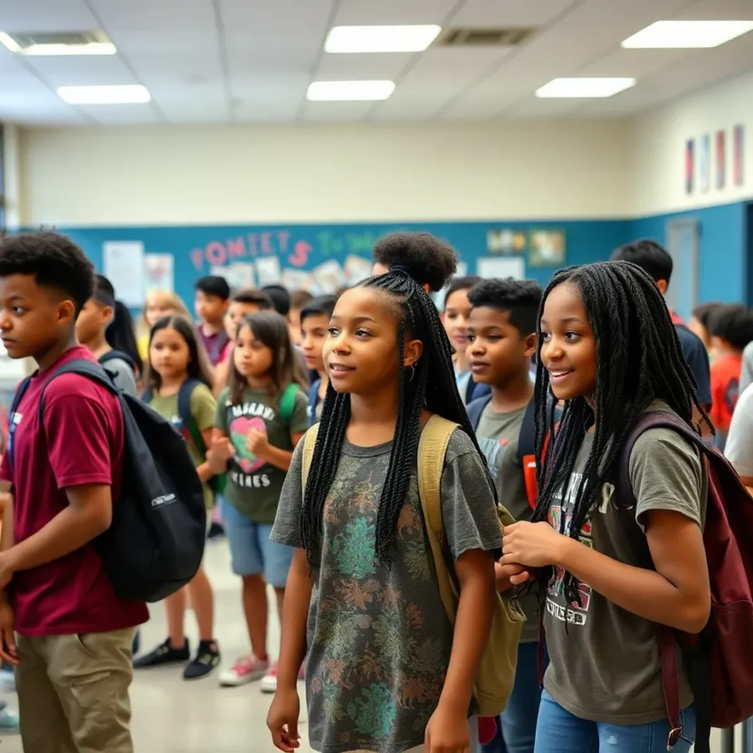 Diverse students engaging in activities at a public high school in Orlando