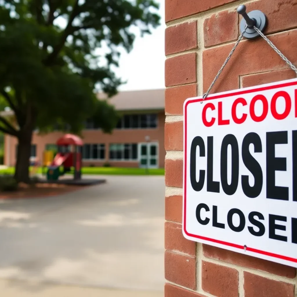 Closed Orlando school building with empty classrooms
