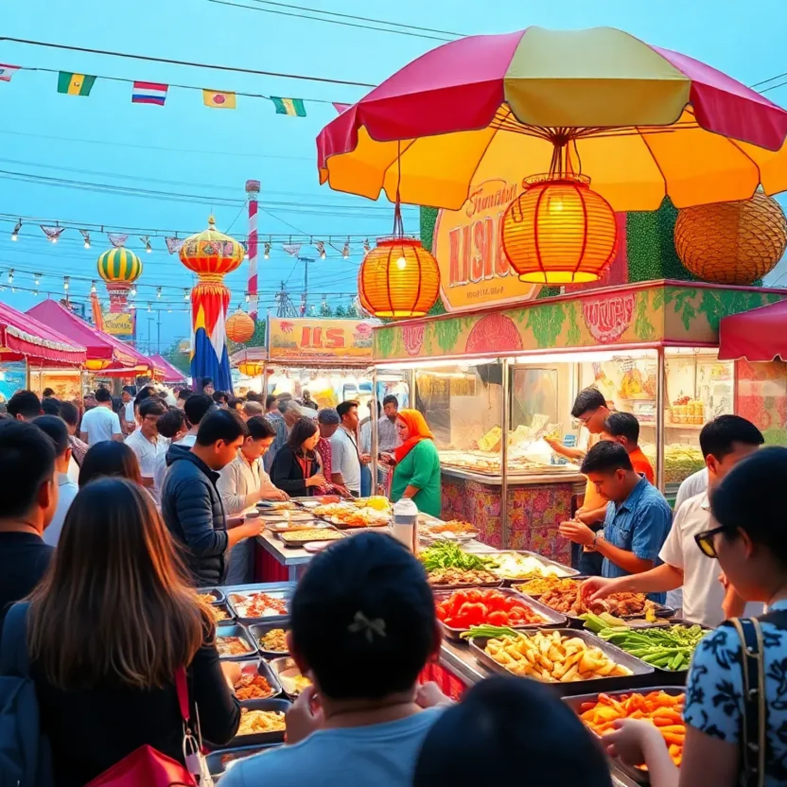 Crowd enjoying diverse food offerings at Orlando spring festivals