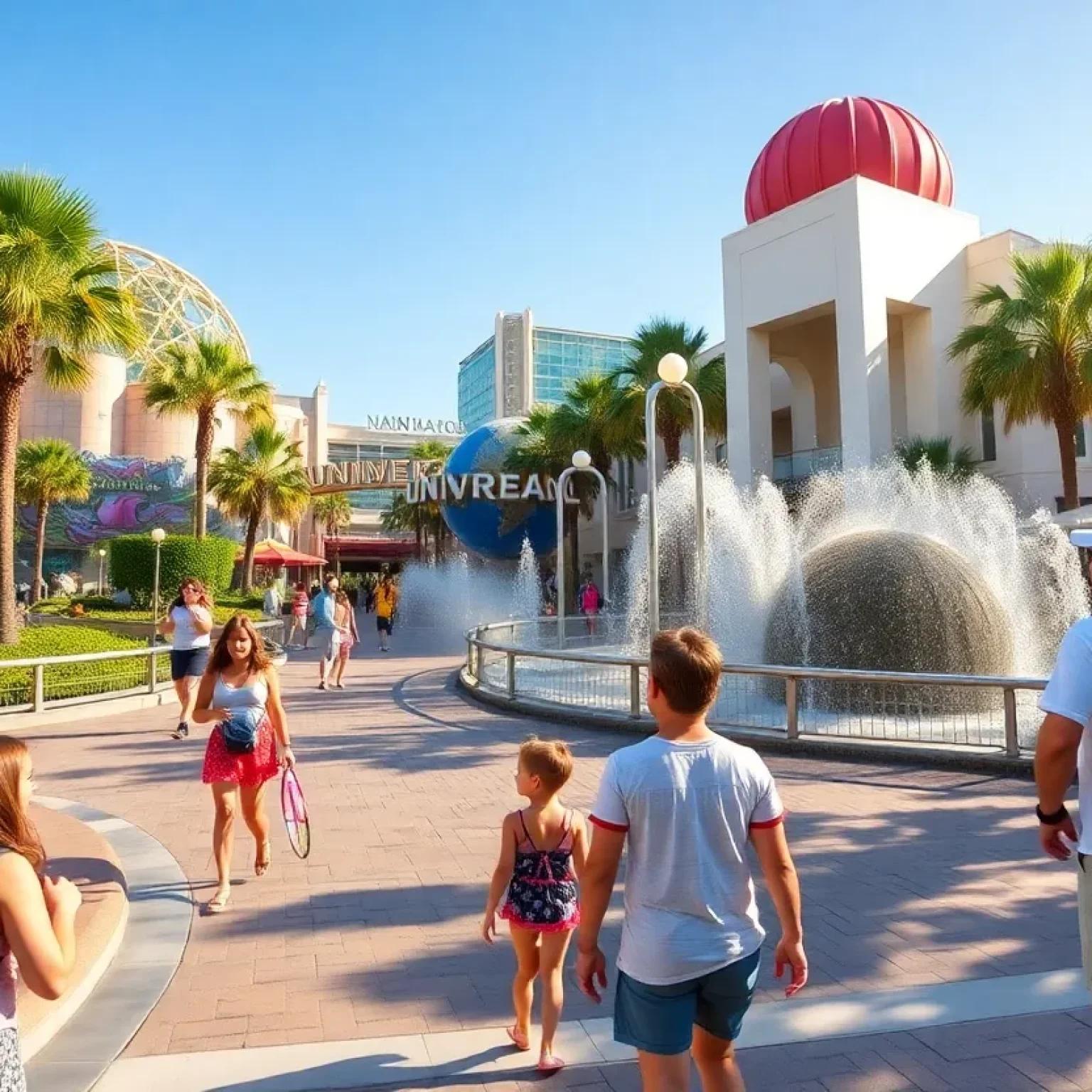 Families enjoying summer attractions in Orlando