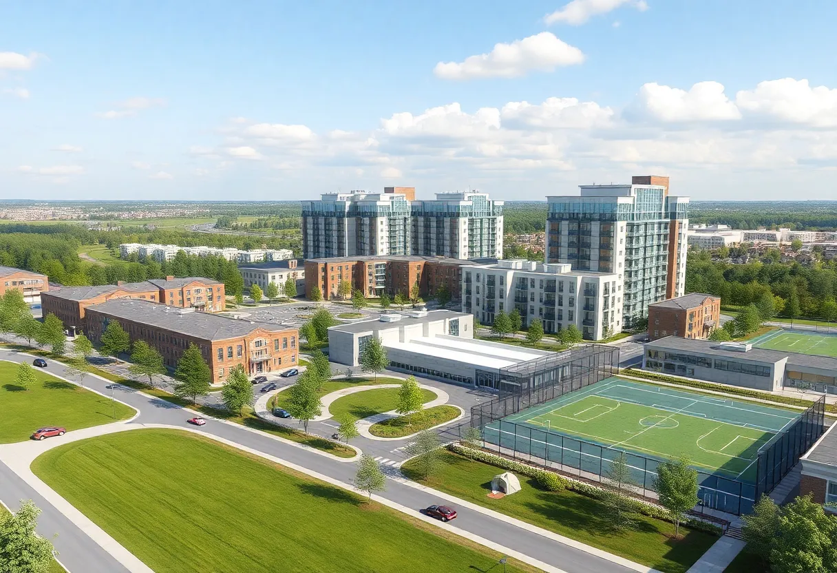 Rendering of a mixed-use development at Osceola Heritage Park