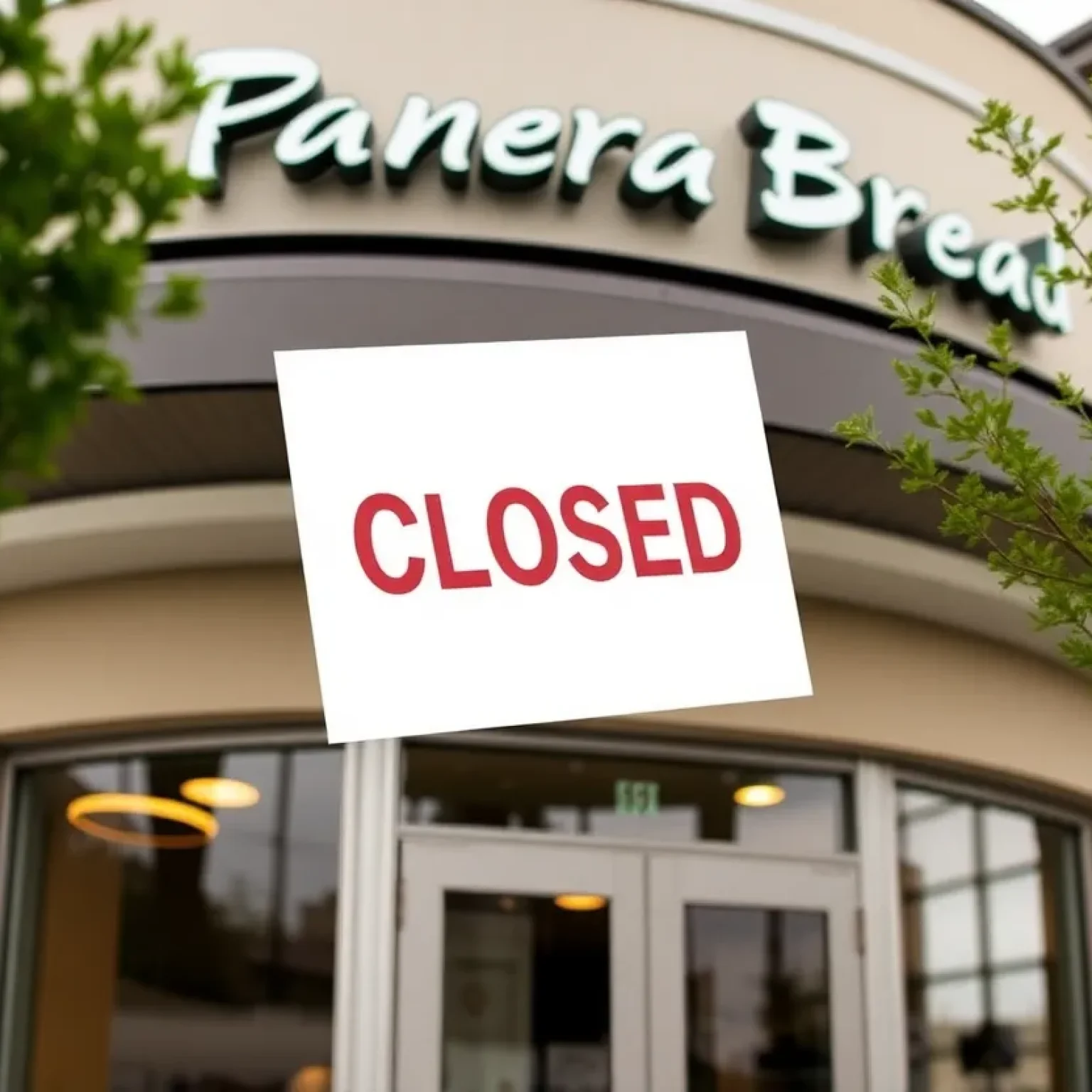 Panera Bread facility with a closed sign in Orlando