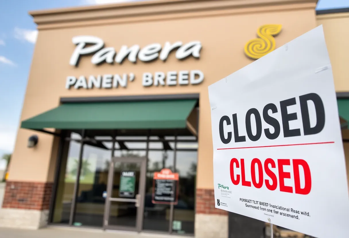 Panera Bread facility with a closed sign in Orlando