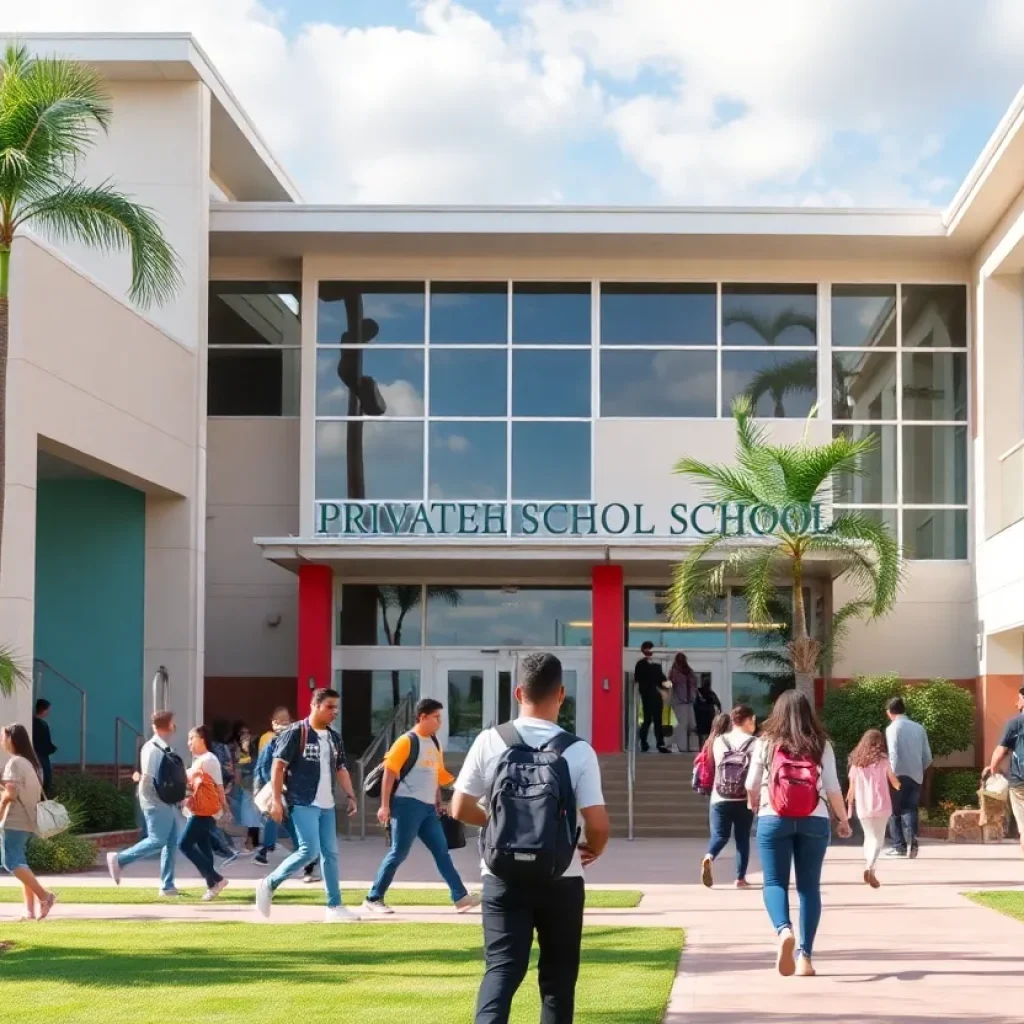Students at a private high school in Orlando participating in outdoor activities