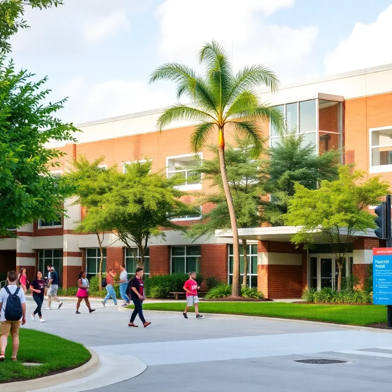 A private high school in Orlando with students enjoying the campus.