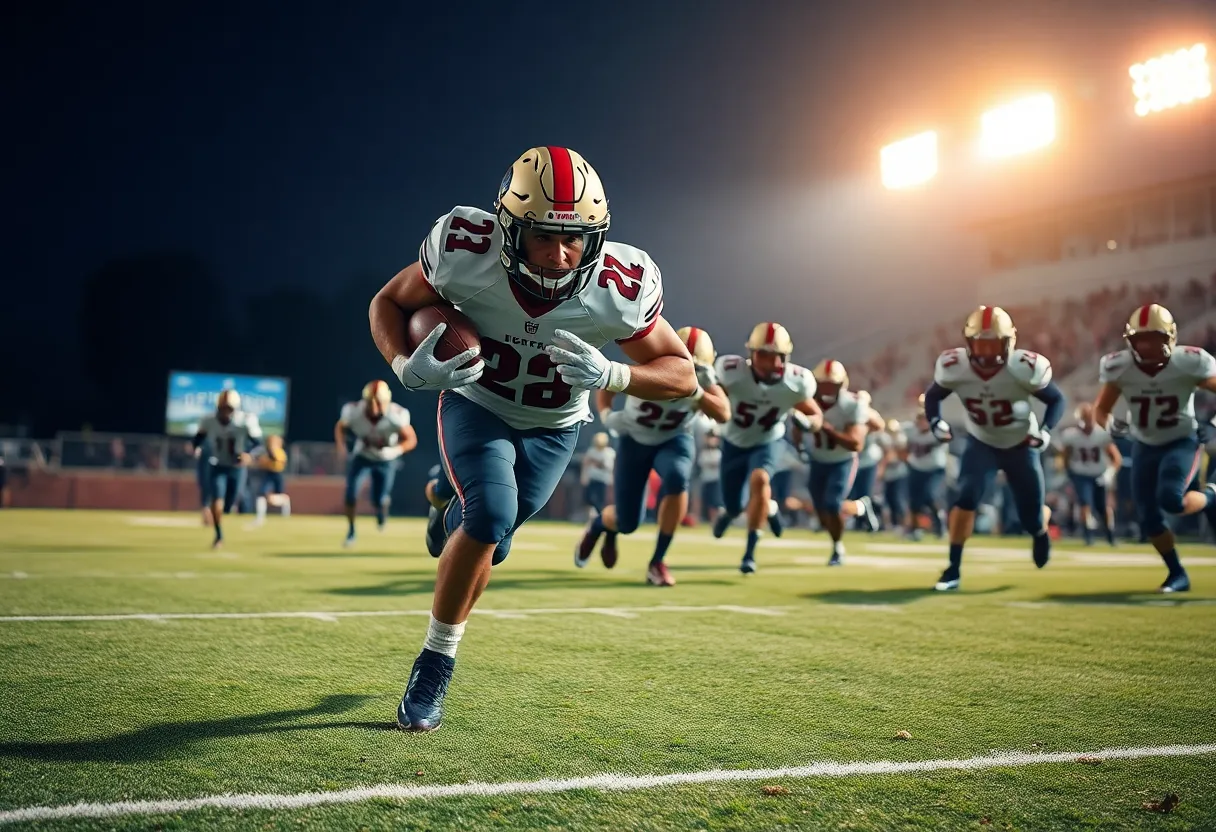 Running back in action on the football field