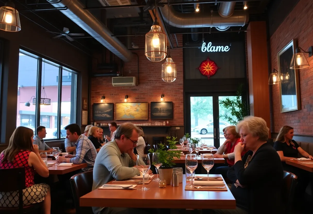 Interior view of Soco Thornton Park restaurant with diners enjoying a meal