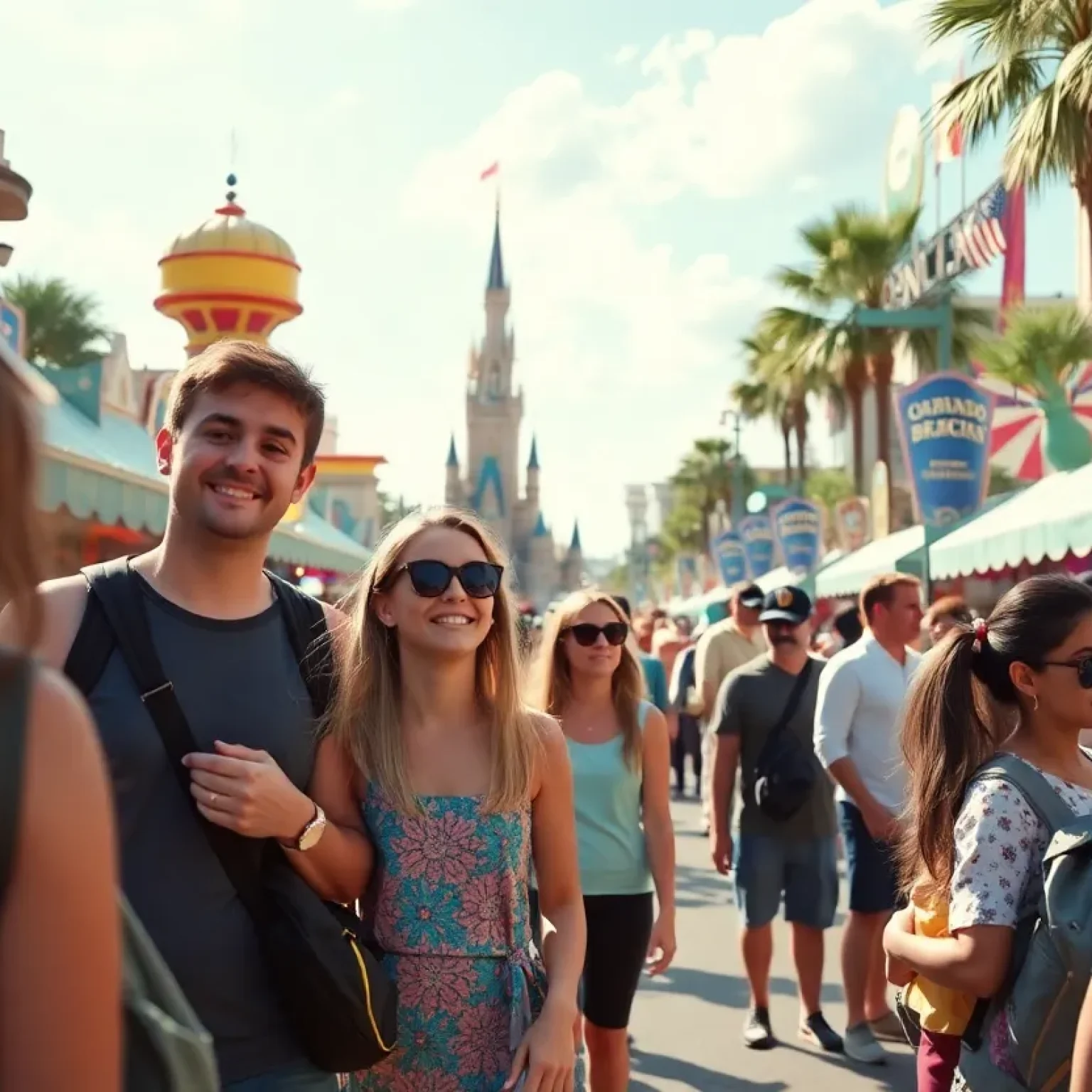 Families enjoying spring break in Orlando, Florida