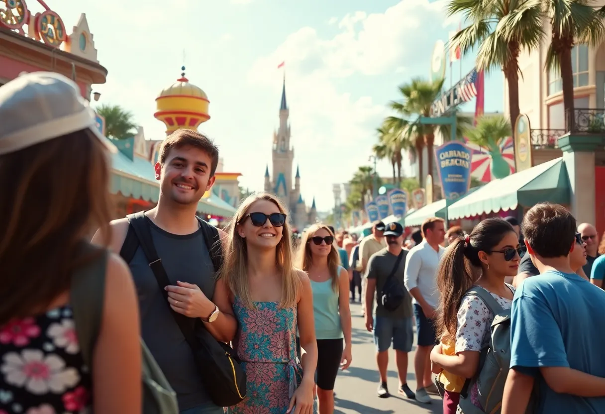 Families enjoying spring break in Orlando, Florida