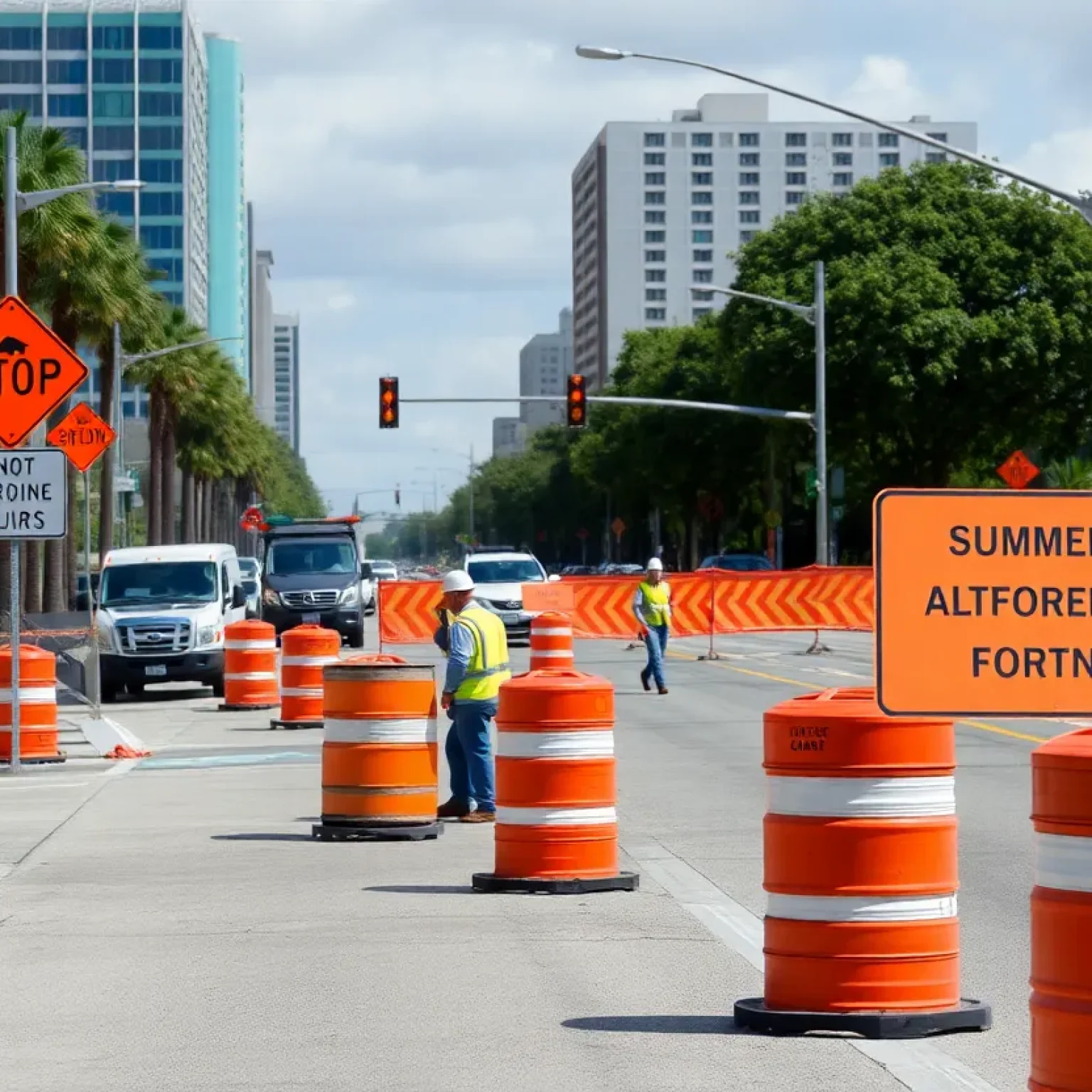 Construction site for Summerlin Avenue Improvement Project in Orlando
