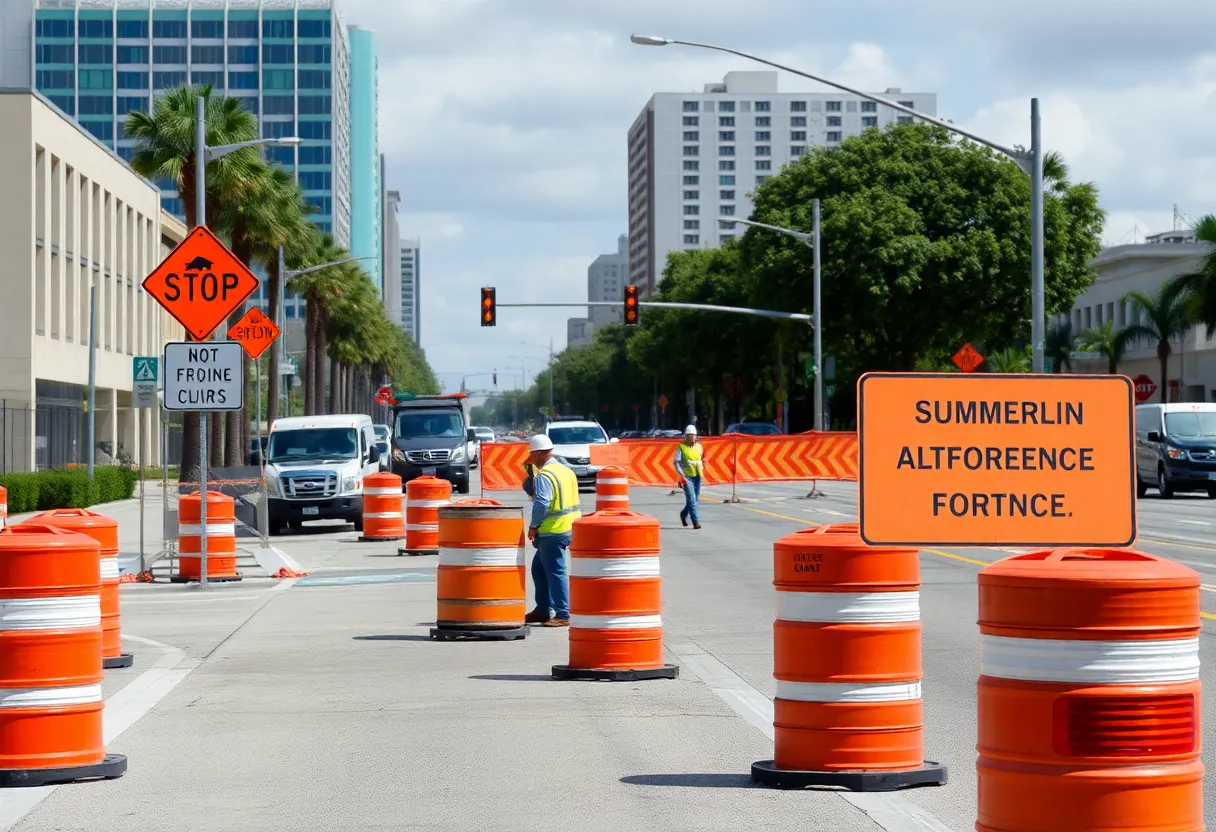 Construction site for Summerlin Avenue Improvement Project in Orlando