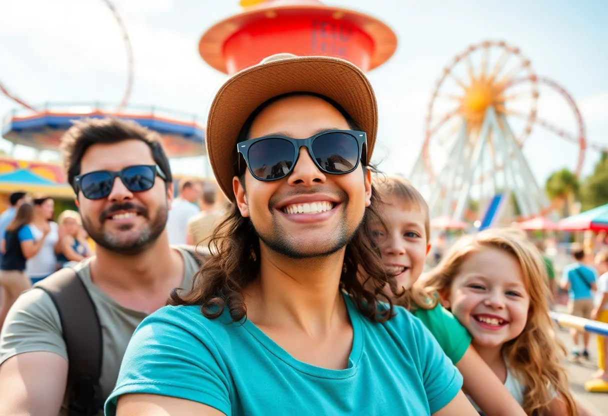 A family at a Central Florida theme park