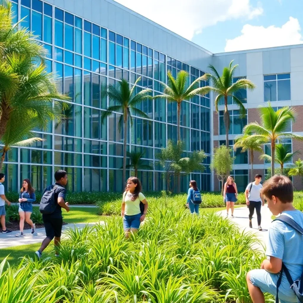 Students at a private high school in Orlando engaging in outdoor activities