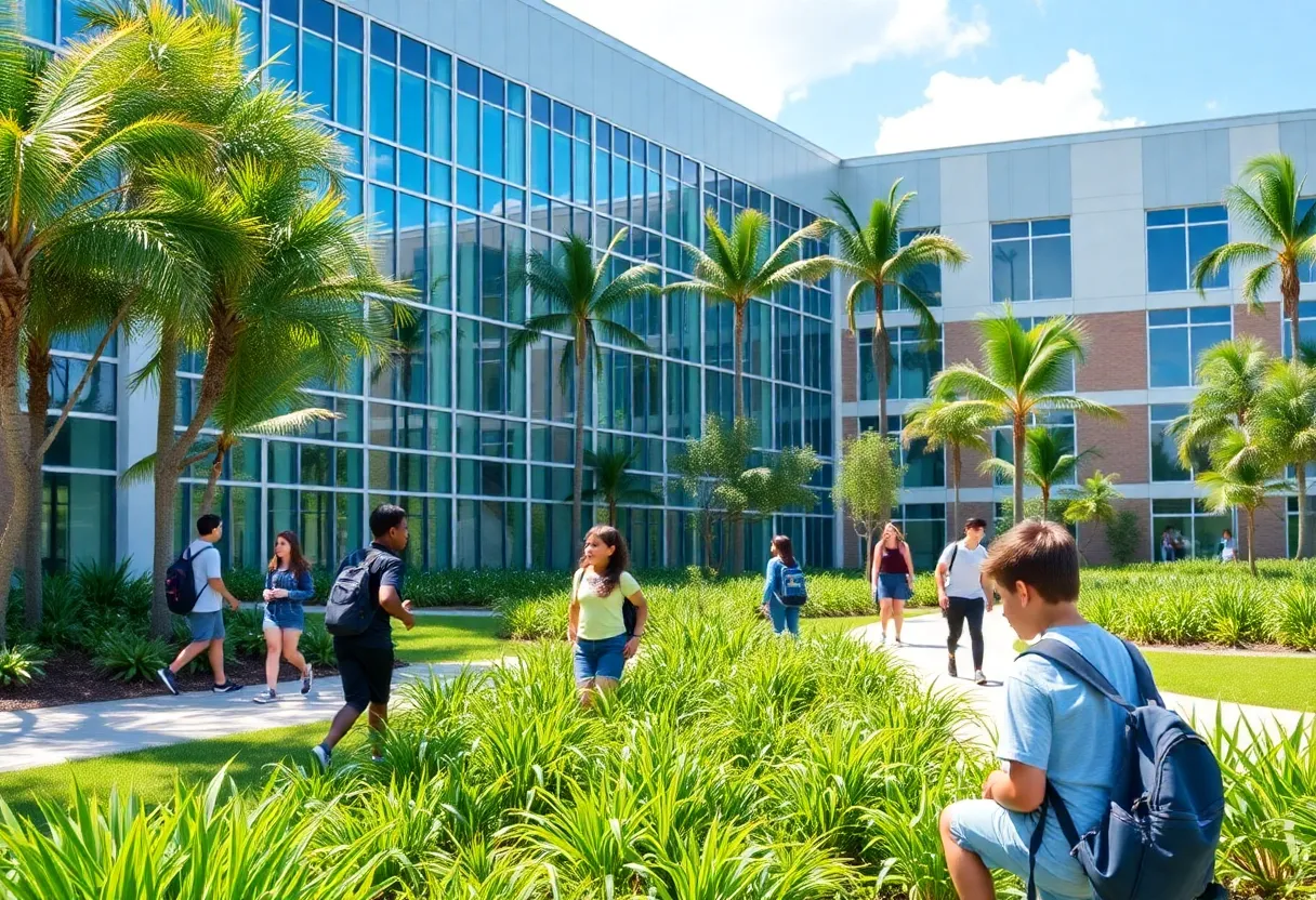 Students at a private high school in Orlando engaging in outdoor activities