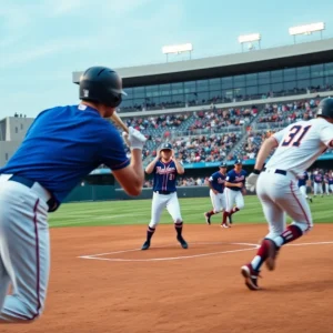 UCF baseball players competing during a game