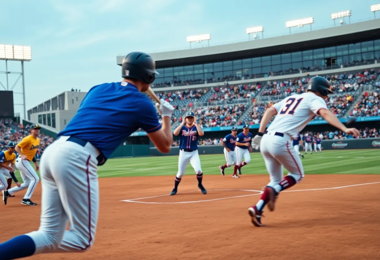 UCF baseball players competing during a game
