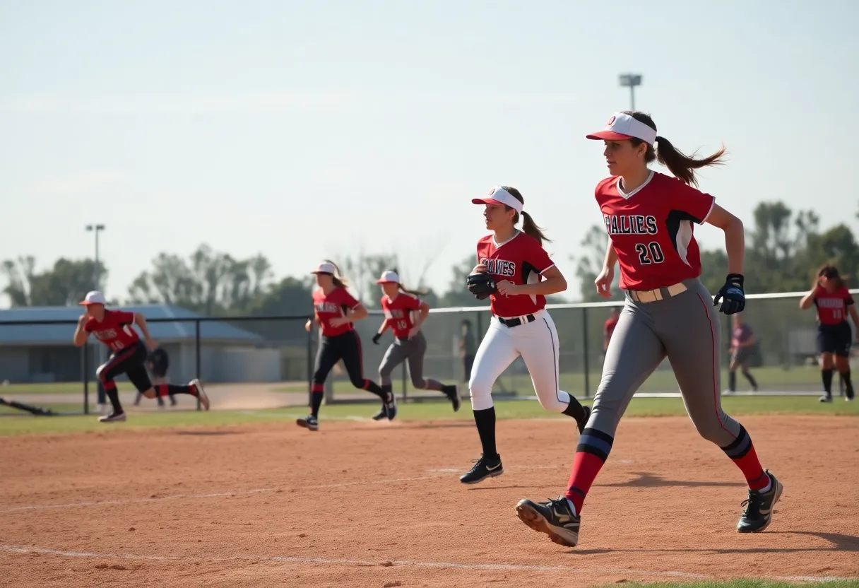 UCF Knights softball team playing during a game