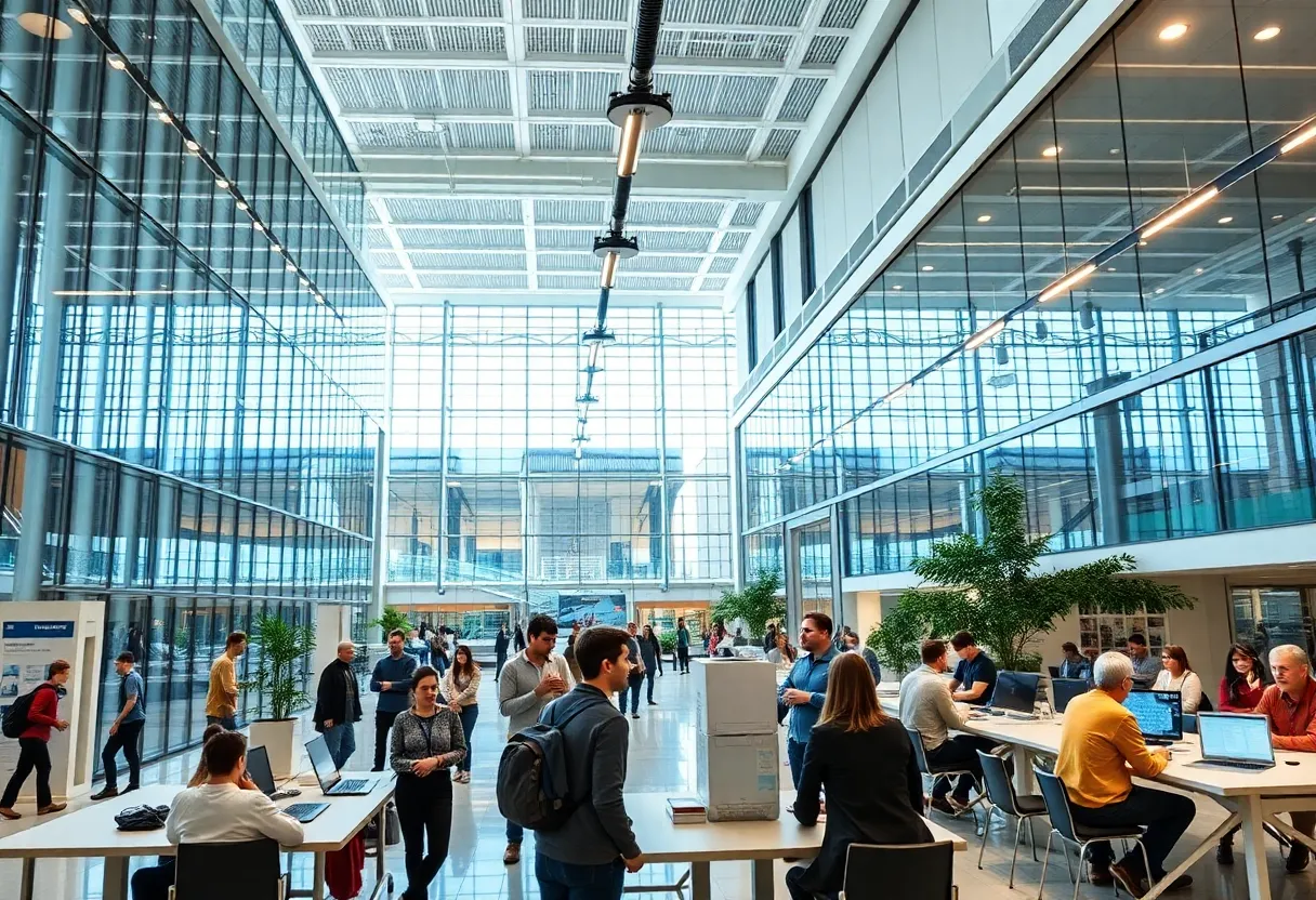 Students collaborating in a modern university environment illustrating operational efficiency.