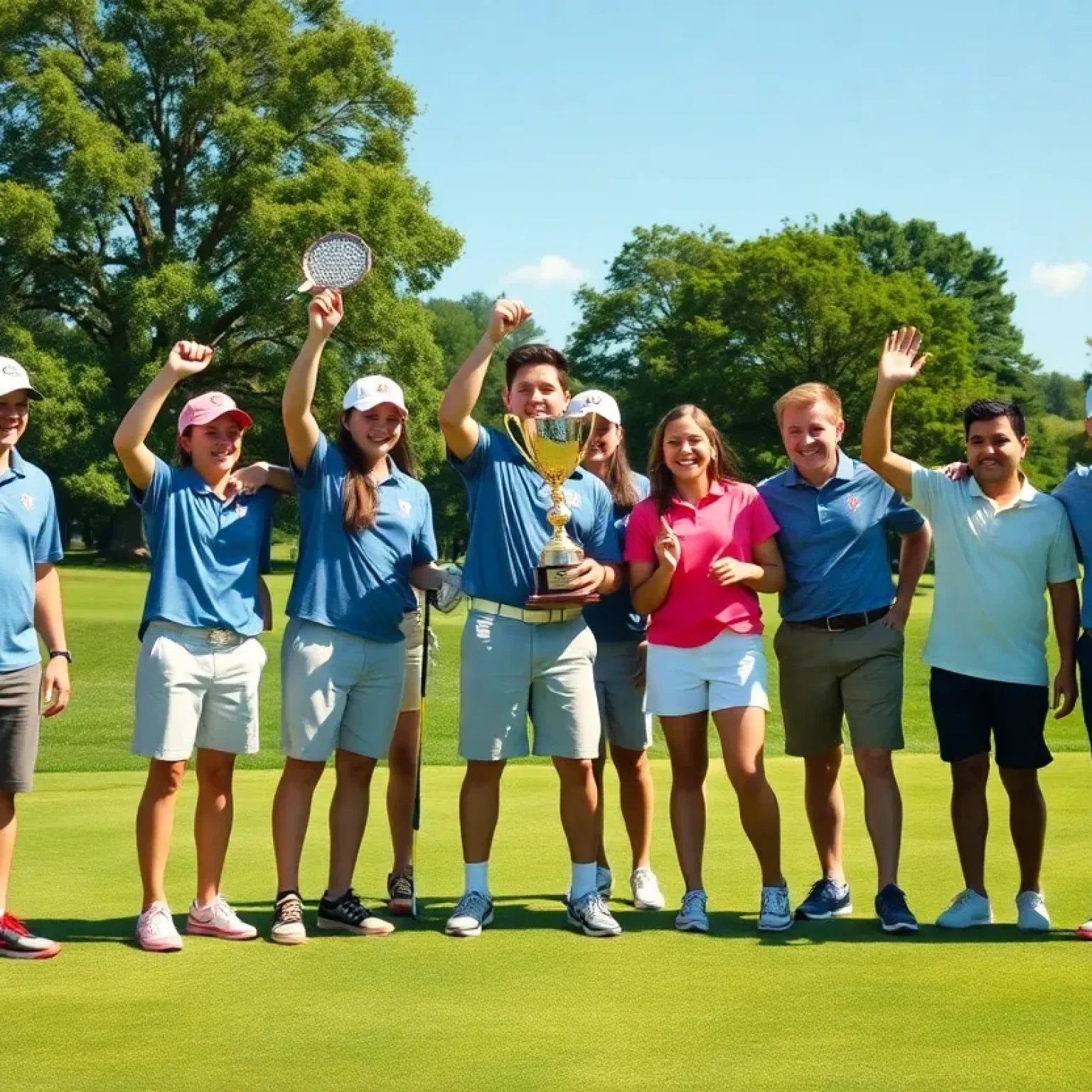 Viera High School boys golf team celebrating their Florida State Championship win