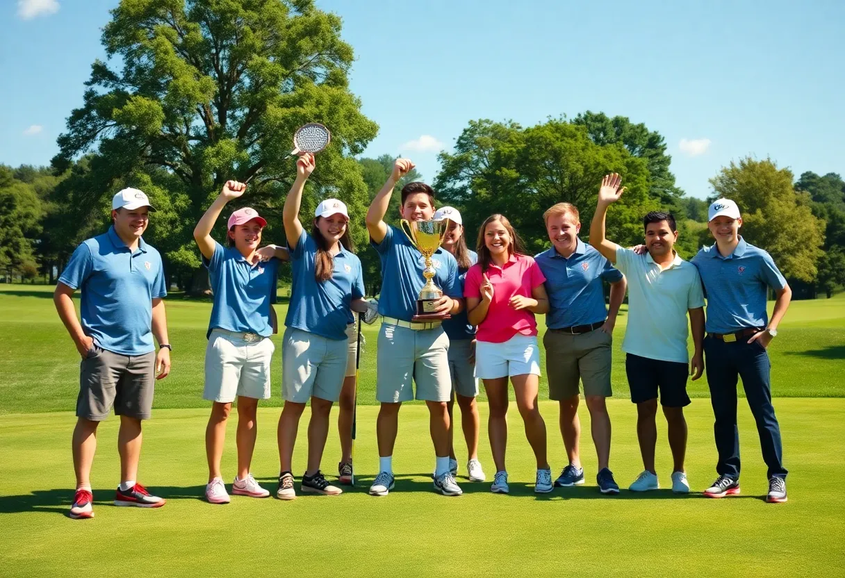Viera High School boys golf team celebrating their Florida State Championship win