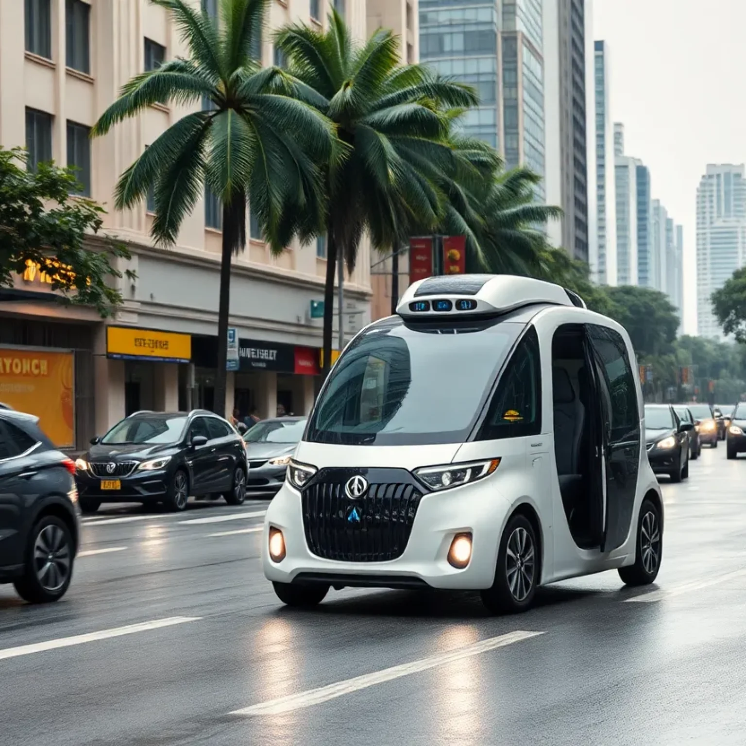 Waymo autonomous vehicle navigating through Orlando streets.