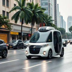 Waymo autonomous vehicle navigating through Orlando streets.