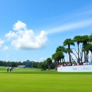 Golfers celebrating at the Arnold Palmer Invitational in Orlando.