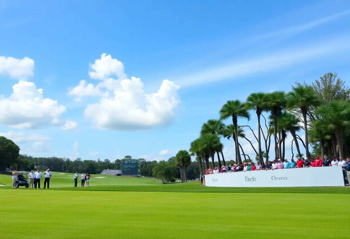 Golfers celebrating at the Arnold Palmer Invitational in Orlando.