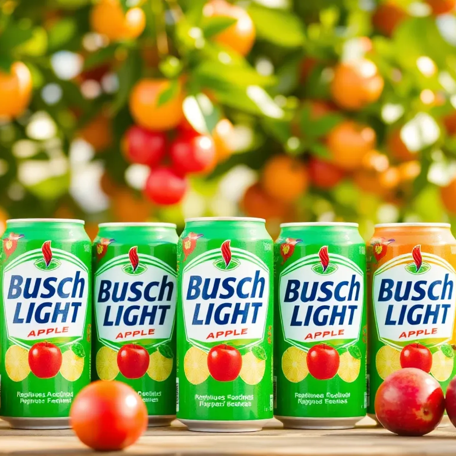 Cans of Busch Light Apple on a summer background