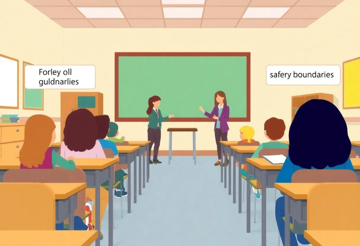 Classroom highlighting safety protocols and student-teacher boundaries