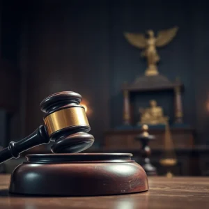 Courtroom scene symbolizing justice