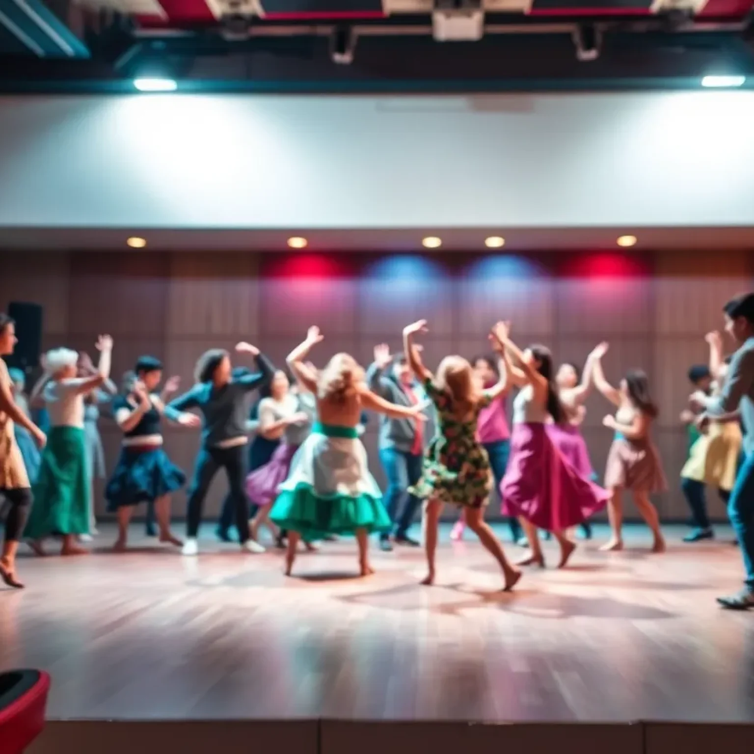 A colorful dance performance symbolizing the arts community.