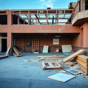 Demolition site in Orlando, showcasing remnants of a building being torn down unlawfully.