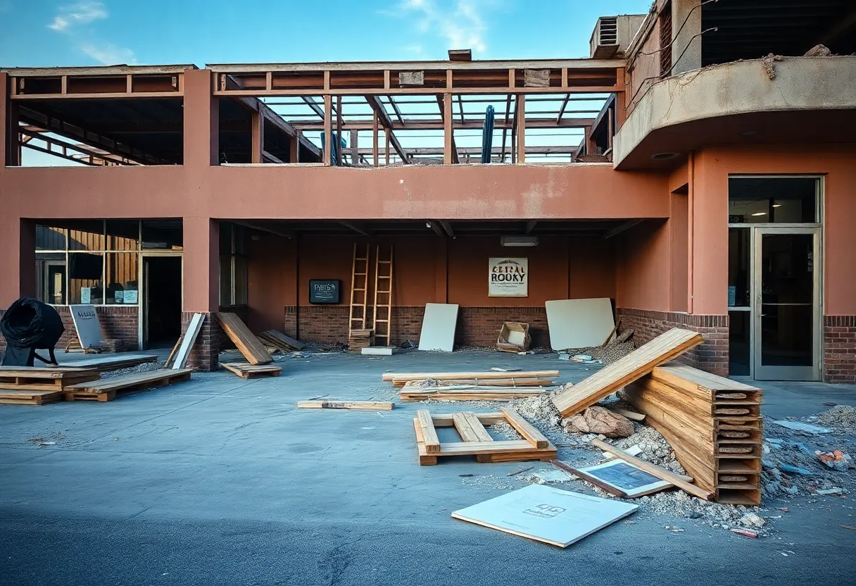 Demolition site in Orlando, showcasing remnants of a building being torn down unlawfully.