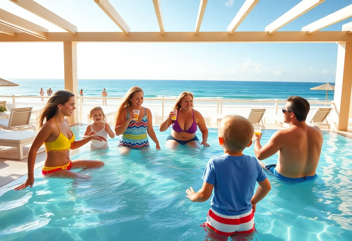 Family enjoying vacation at a beach resort in Florida