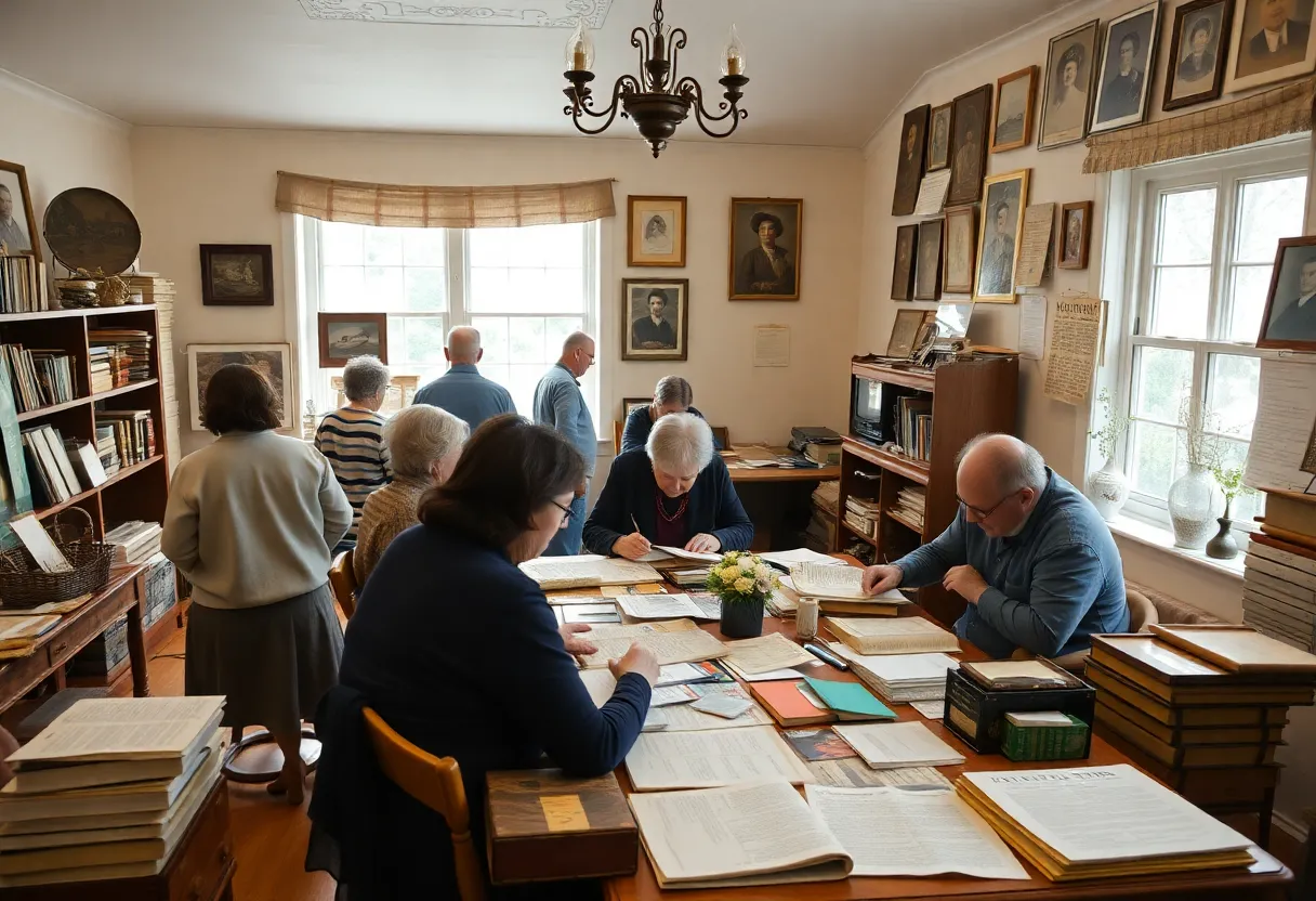 Community members participating in a family history workshop